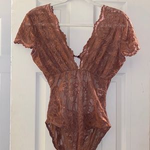 Lace bodysuit top. Open back